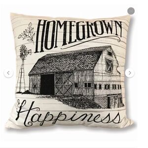 NEW! Homegrown Happiness Farmhouse Windmill Large 16x16 Throw Pillow Plaid
